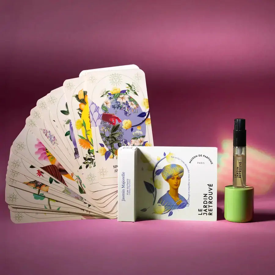 Mini perfume spray Jasmin Majorelle with Oracle du Jardin card – Well-being gift set for Mother&#39;s Day by Le Jardin Retrouvé