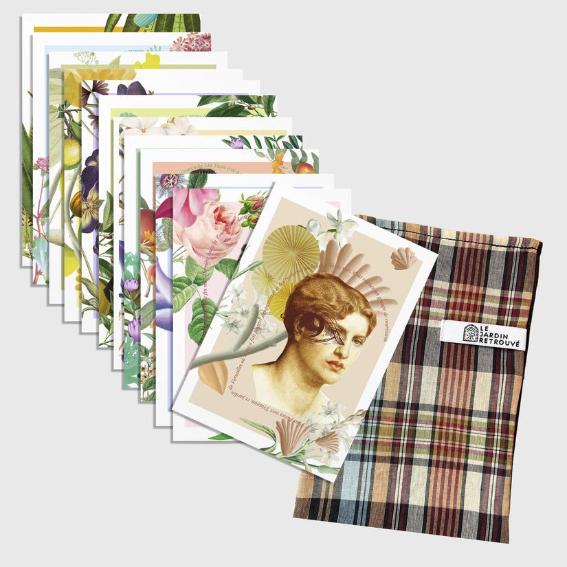 Set de 12 Cartes Postales avec Pochon - Le Jardin Retrouvé